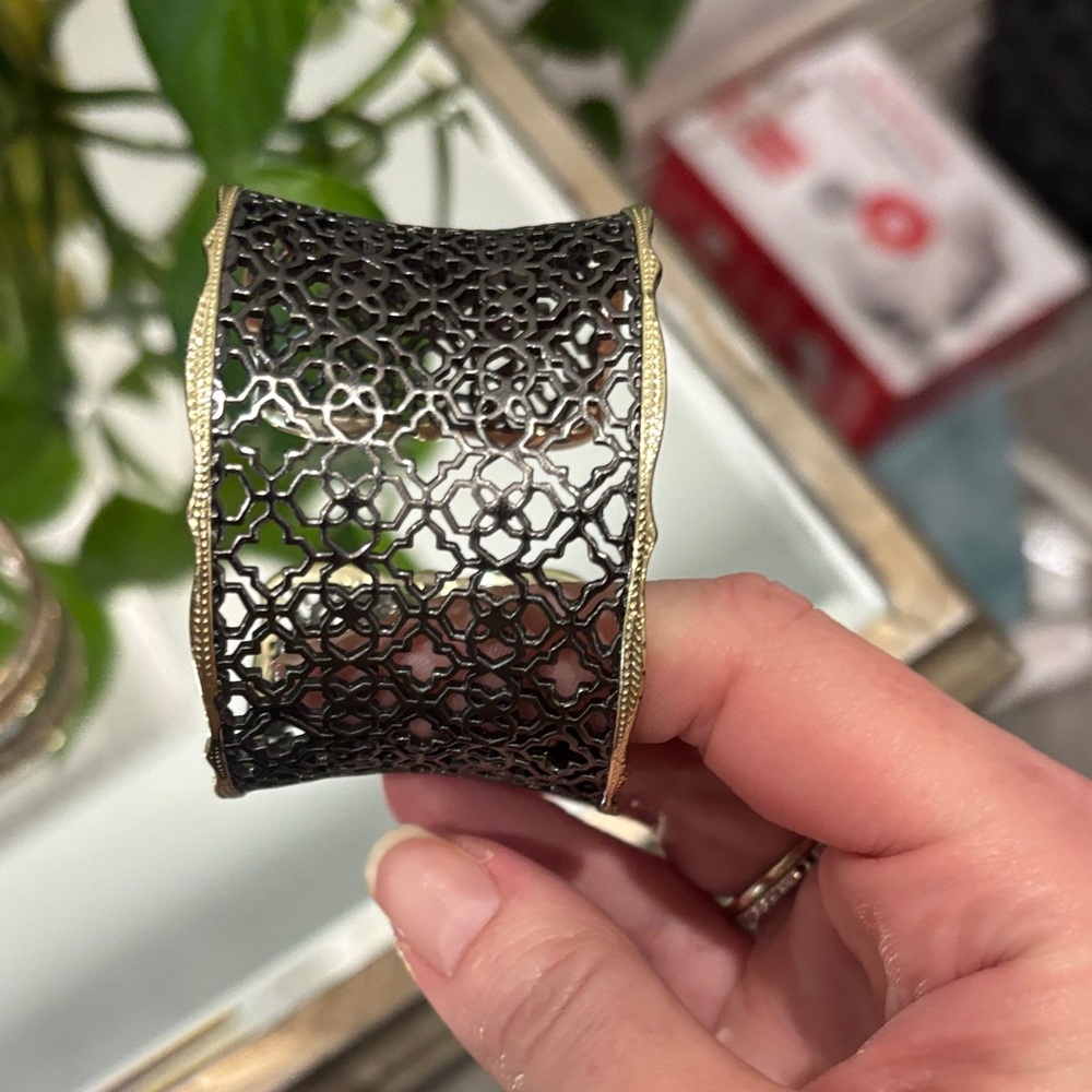 Black and Gold Filigree Cuff Bracelet